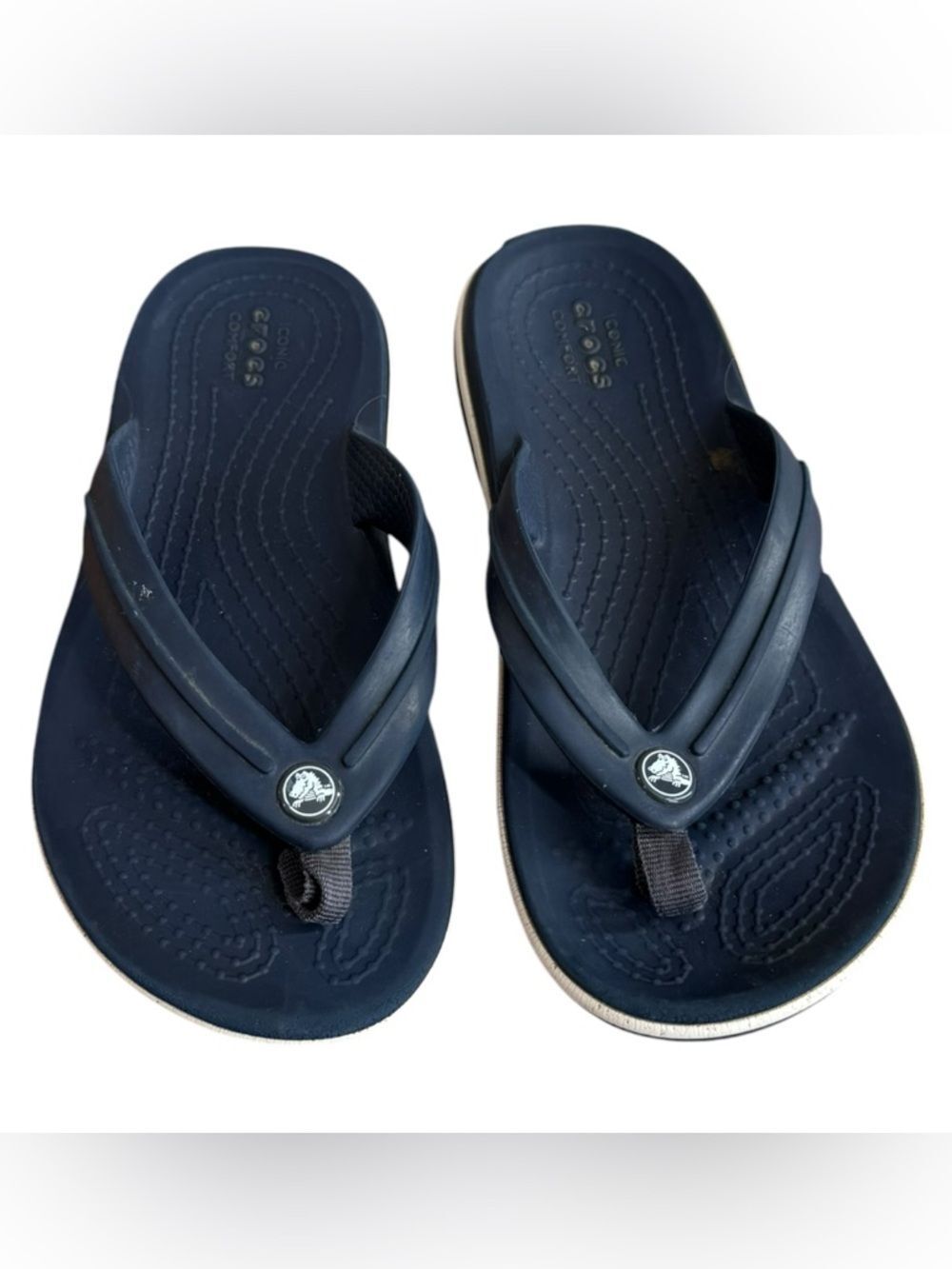 CROCS Kids Boys Navy Blue Flip Flops Sandals. J1.